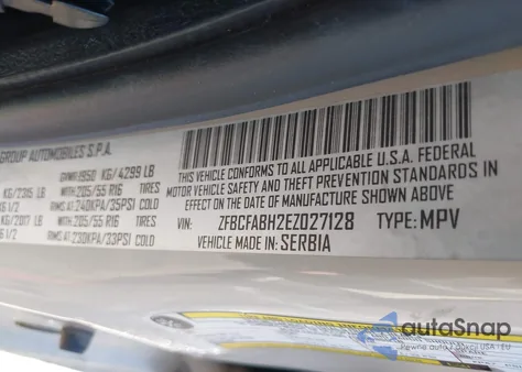 2014 Fiat 500L Easy из США, поврежденный, VIN ZFBCFABH2EZ027128